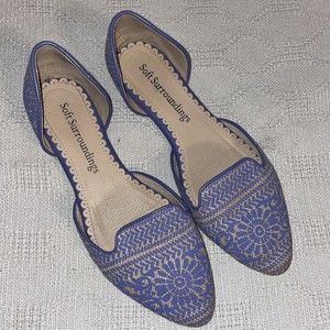 Soft Surroundings Casual Shoes Women’s Size 10 B Blue Fabric Slip On Closed Toe